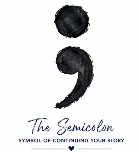 Semicolon symbol of survival and continuing